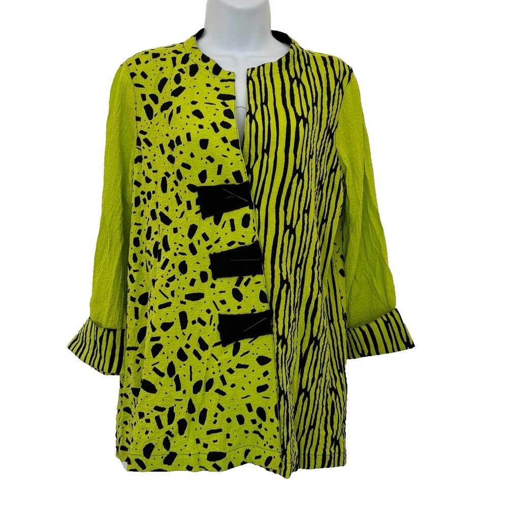 Ali Miles Tunic Small Art to Wear Abstract Lagenlook Avant Boho Quirky Mandarin